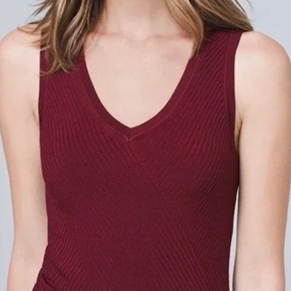 White House Black Market Ribbed V-Neck Top